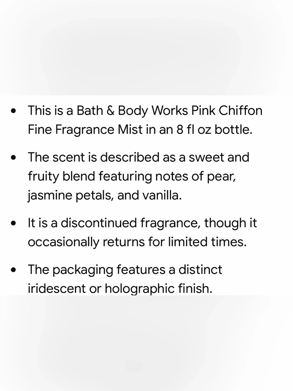 New BBW Pink Chiffon fine fragrance mist